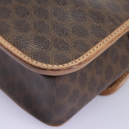 Celine Vintage Macadam Circle Logo Shoulder Bag Canvas and Leather, BROWN, CANVAS, Shoulder bag
