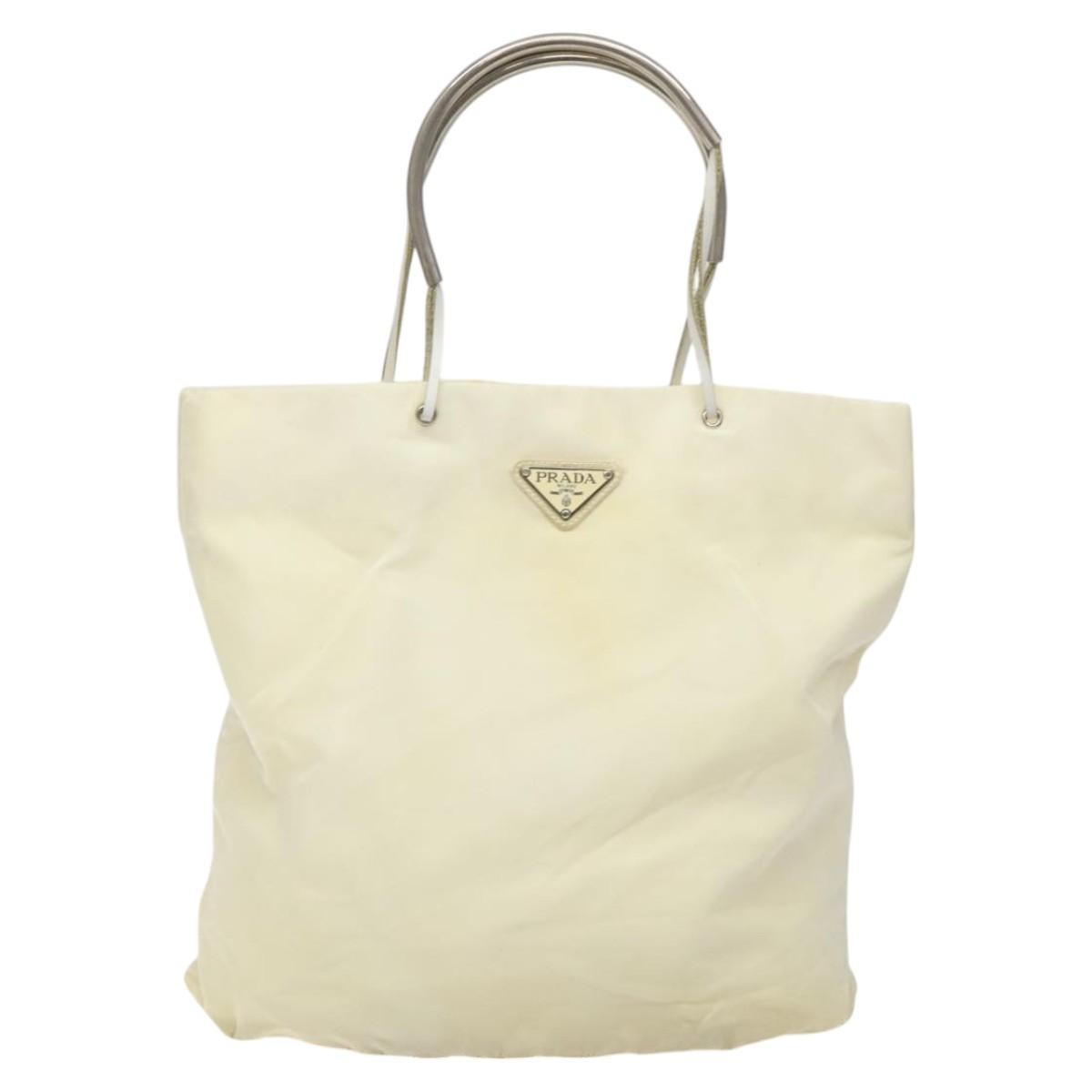 Prada Vintage Tote Tessuto, Ecru, Nylon, Tote Bag