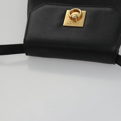 Celine Shoulder Bag Leather, BLACK, LEATHER, Shoulder bag