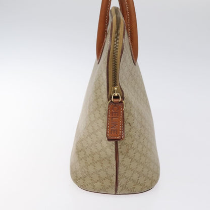 Celine Vintage Macadam Handbag Canvas and Leather, Beige, Canvas, Handbag