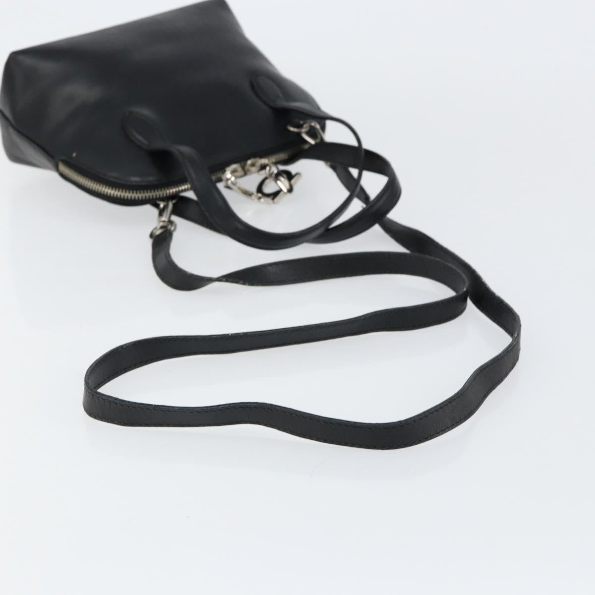 Salvatore Ferragamo Gancini handbag Leather, BLACK, LEATHER, Handbag