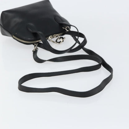 Salvatore Ferragamo Gancini handbag Leather, BLACK, LEATHER, Handbag