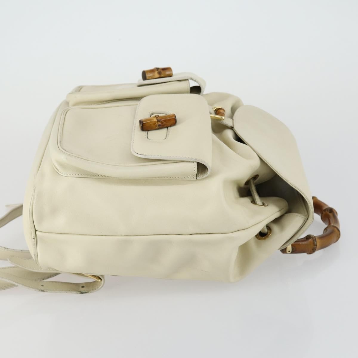 Gucci Vintage Bamboo Backpack Leather, BEIGE, LEATHER, Backpack