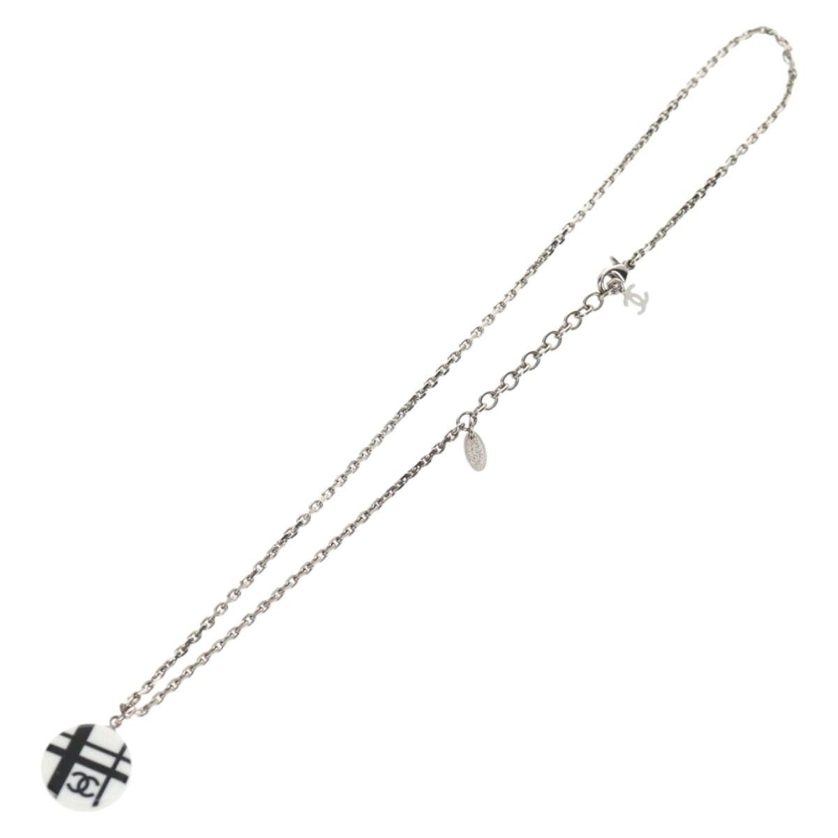 Chanel Vintage CC Pendant Long Necklace Metal, SILVER, METAL, Necklace