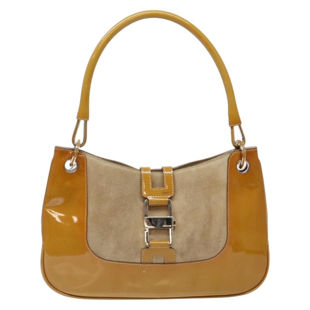 Gucci Jackie Bag Patent Leather, BEIGE, SUEDE, Shoulder bag