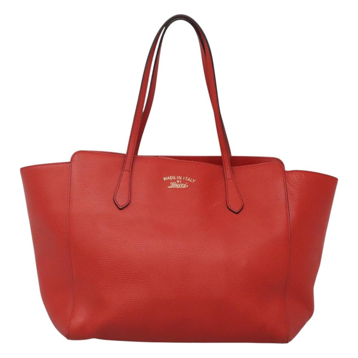 Gucci Swing Tote Leather, RED, LEATHER, Tote bag