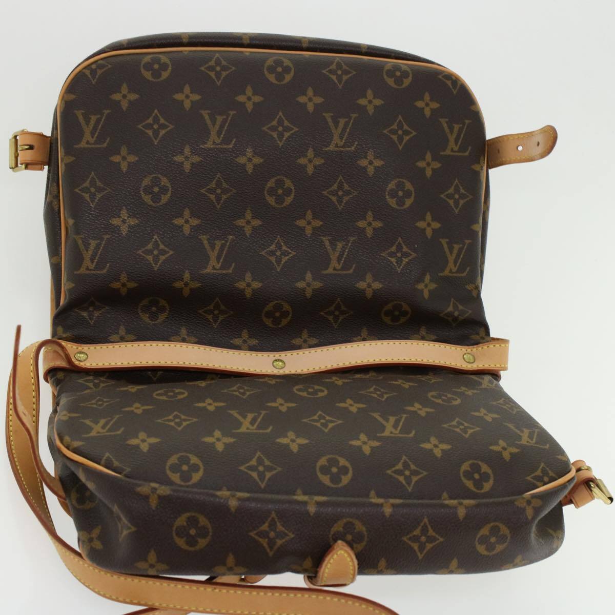 Louis Vuitton Saumur Handbag Monogram Canvas, BROWN, CANVAS, Shoulder bag