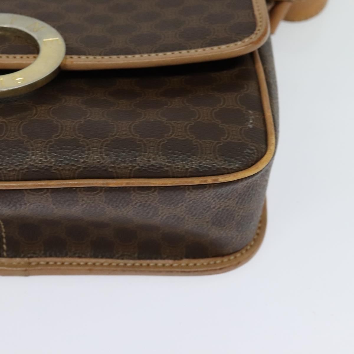 Celine Vintage Macadam Shoulder Bag Canvas and Leather, BROWN, CANVAS, Shoulder bag