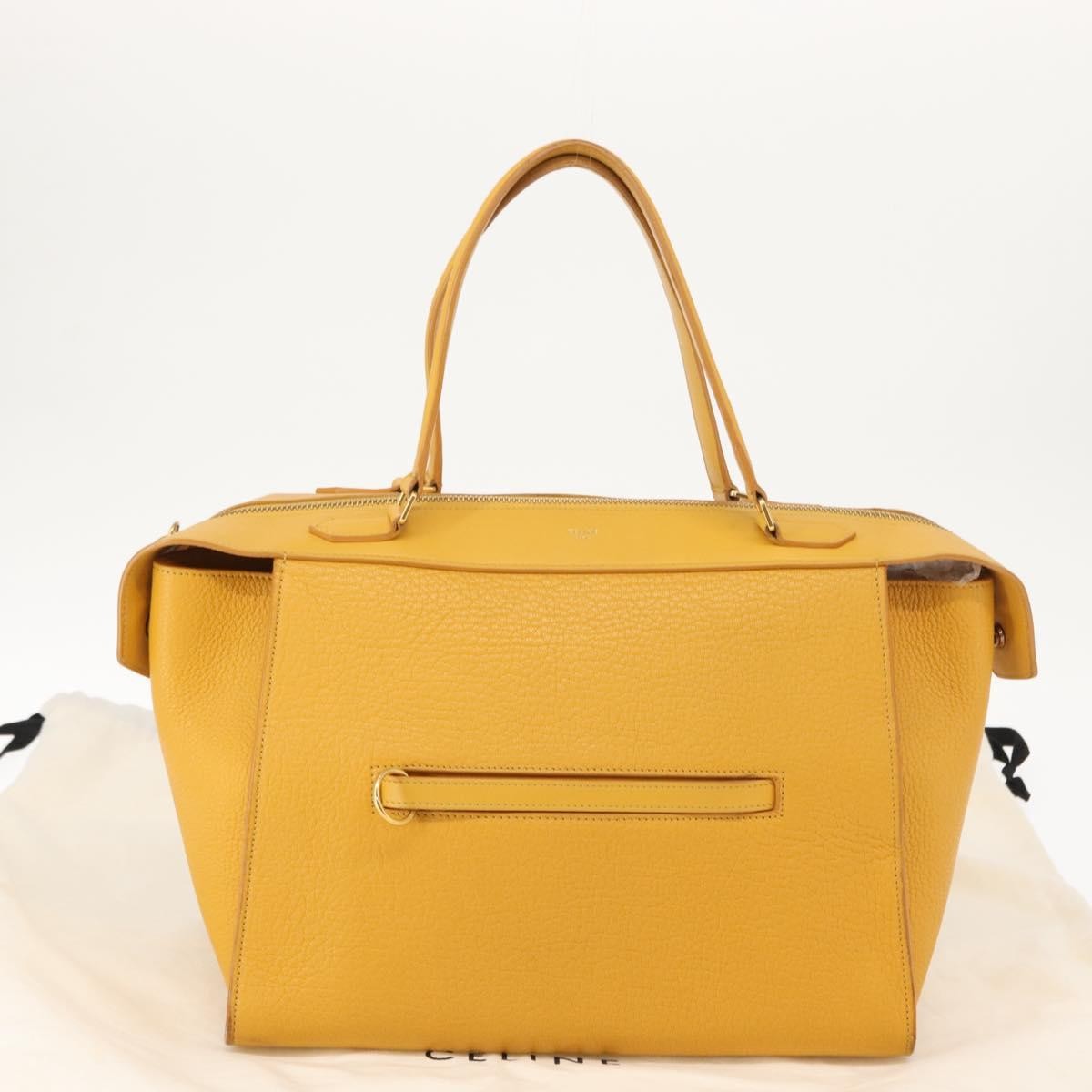 Celine Ring Bag Leather, YELLOW, LEATHER, Tote bag