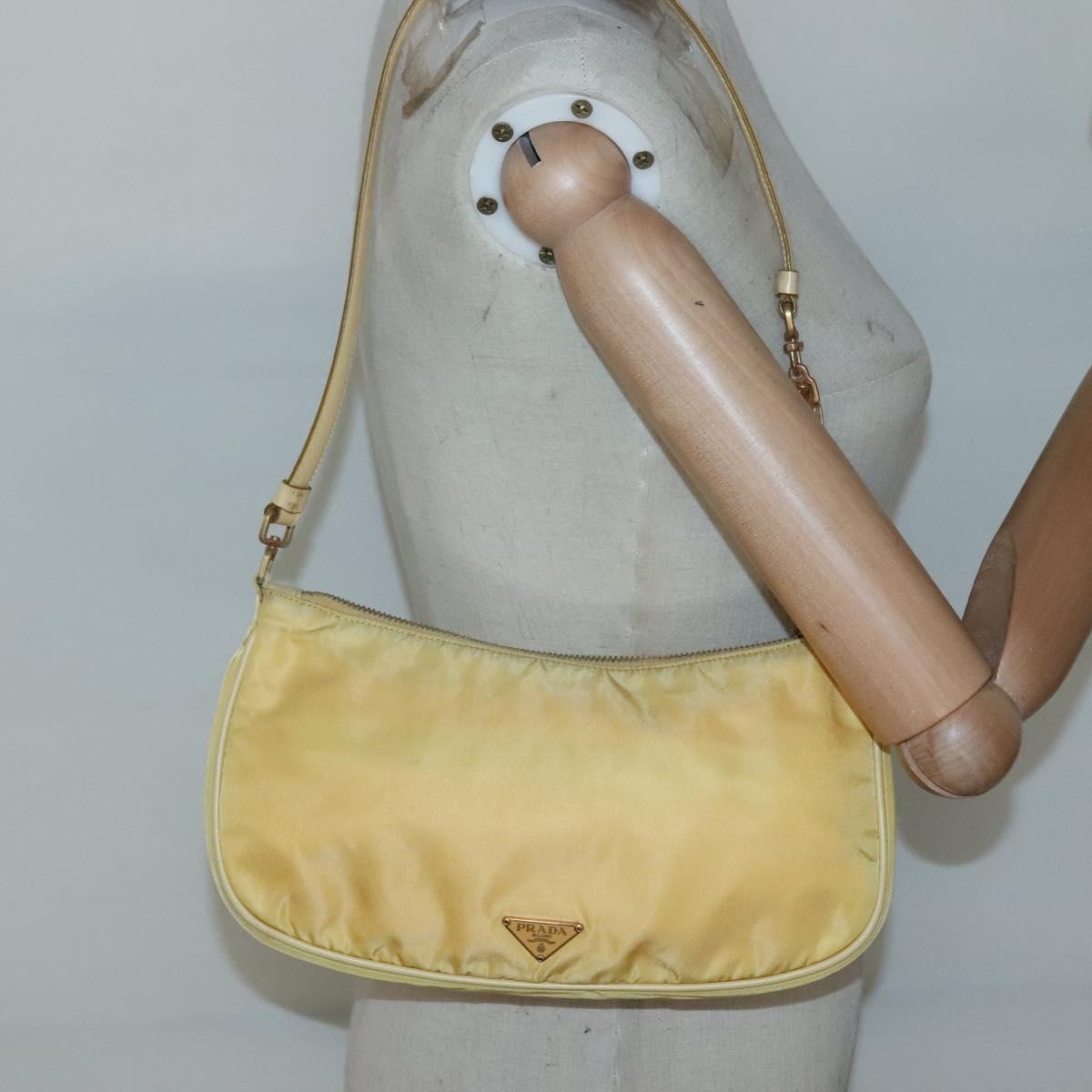 Prada Vintage Shoulder Bag Tessuto, YELLOW, NYLON, Shoulder bag