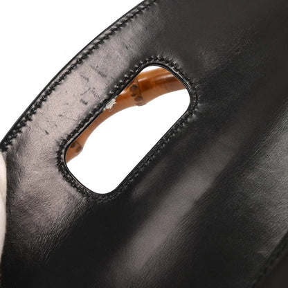 Gucci Vintage Convertible Top Handle Bag Leather, BLACK, LEATHER, Handbag