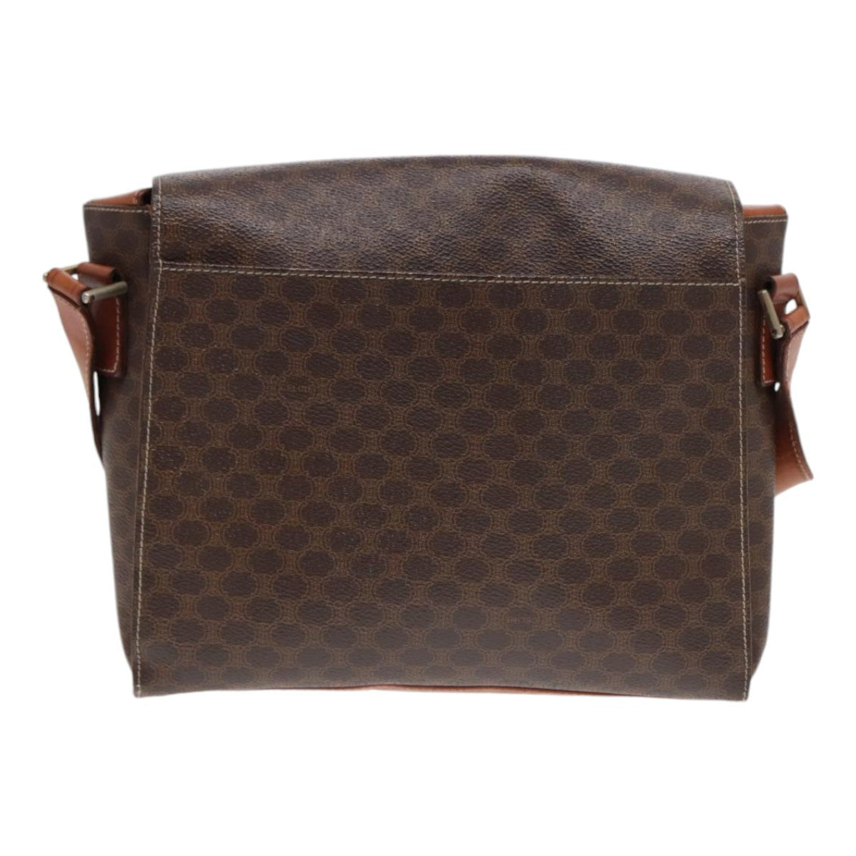 Celine Vintage Macadam Circle Logo Shoulder Bag Canvas and Leather, BROWN, CANVAS, Shoulder bag