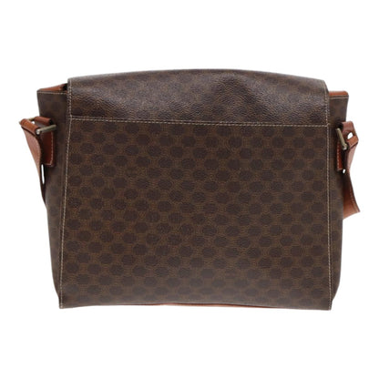 Celine Vintage Macadam Circle Logo Shoulder Bag Canvas and Leather, BROWN, CANVAS, Shoulder bag