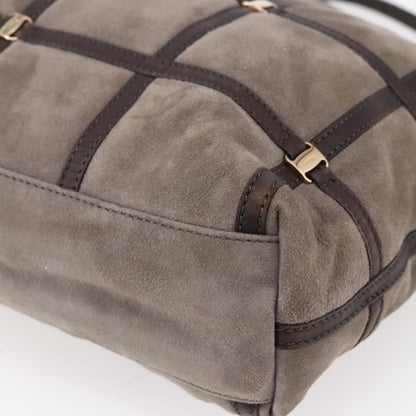 Salvatore Ferragamo Vala Shoulder Bag Suede, BROWN, SUEDE, Shoulder bag