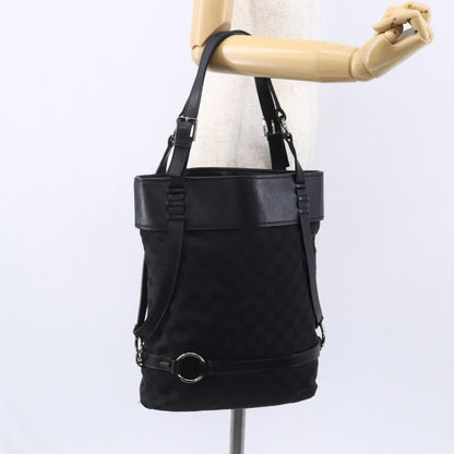 Gucci Vintage Harness Tote GG Canvas with Leather, BLACK, CANVAS, Tote bag