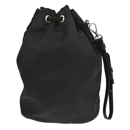 Prada Drawstring Wristlet Bucket Bag Tessuto, BLACK, NYLON, Clutche & pouche