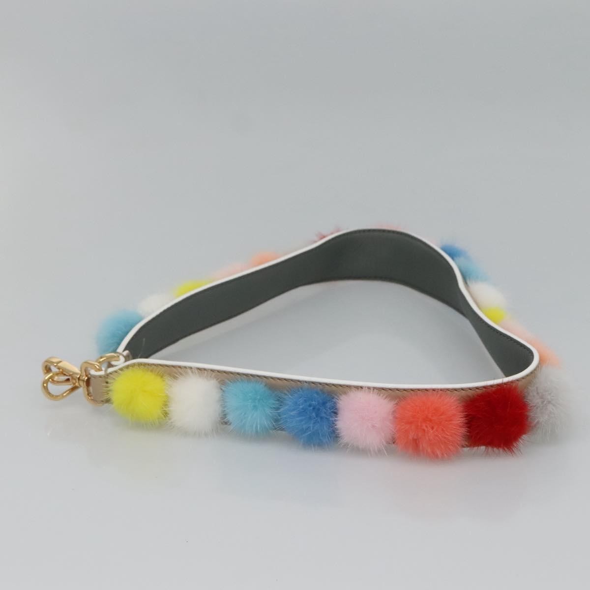 Fendi Pom Pom Strap You Shoulder Strap Leather and Fur, MULTICOLOUR, LEATHER, Straps