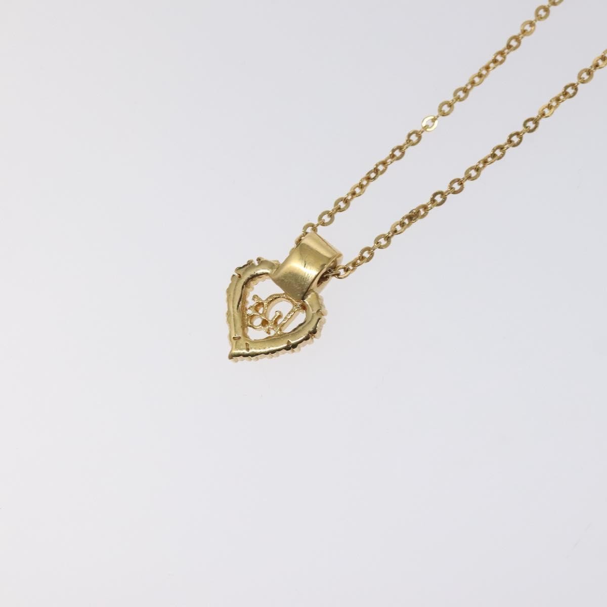 Christian Dior Logo Heart Pendant Necklace Metal, GOLD, METAL, Necklace