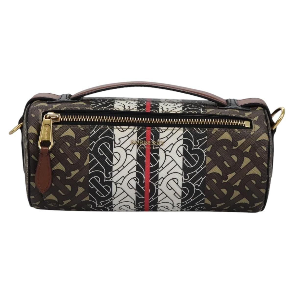 Burberry Barrel Crossbody Bag Monogram E-Canvas, BROWN, CANVAS, Crossbody bag