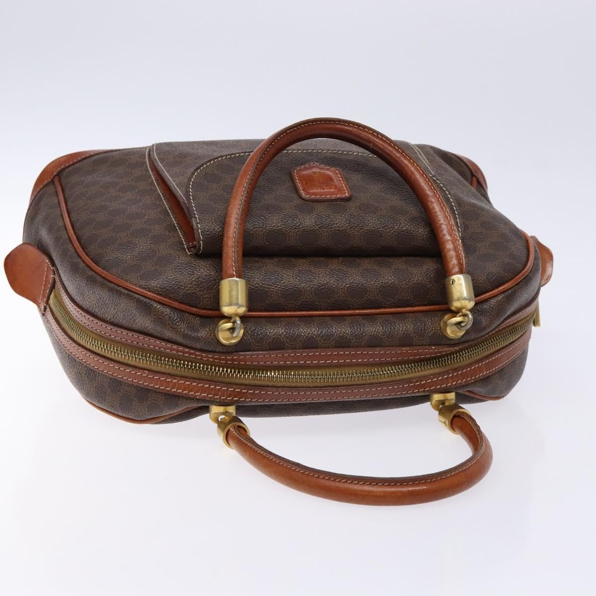 Celine Macadam Handbag Macadam with leather, BROWN, CANVAS, Handbag