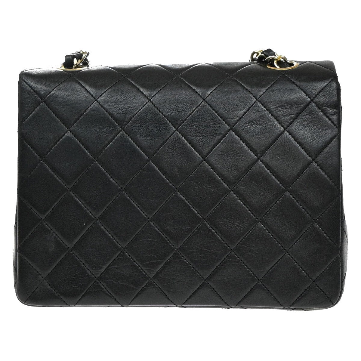 Chanel Vintage Square Classic Flap Bag Quilted Lambskin, BLACK, LEATHER, Shoulder bag