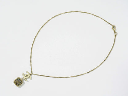 Chanel Vintage CC Pendant Necklace Metal, GOLD, GOLD_PLATED, Necklace