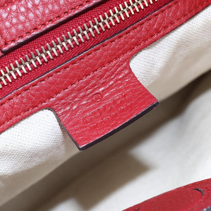 Gucci Bamboo Shopper Tote Leather, RED, LEATHER, Tote bag