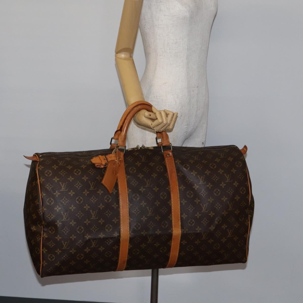 Louis Vuitton Keepall Bag Monogram Canvas, BROWN, CANVAS, Travel bag