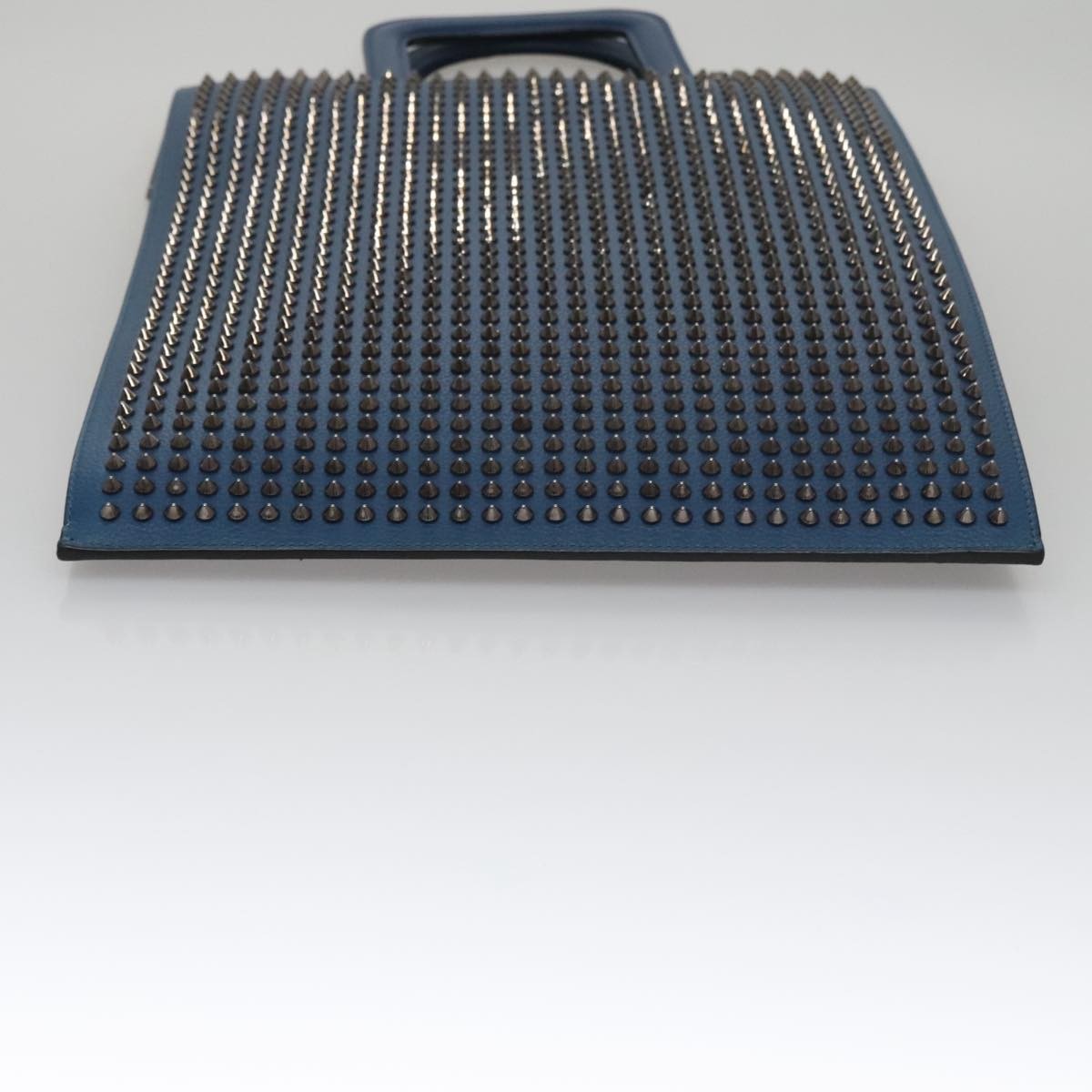 Christian Louboutin Trictrac Portfolio Bag Leather and Spiked Leather, BLUE, LEATHER, Handbag