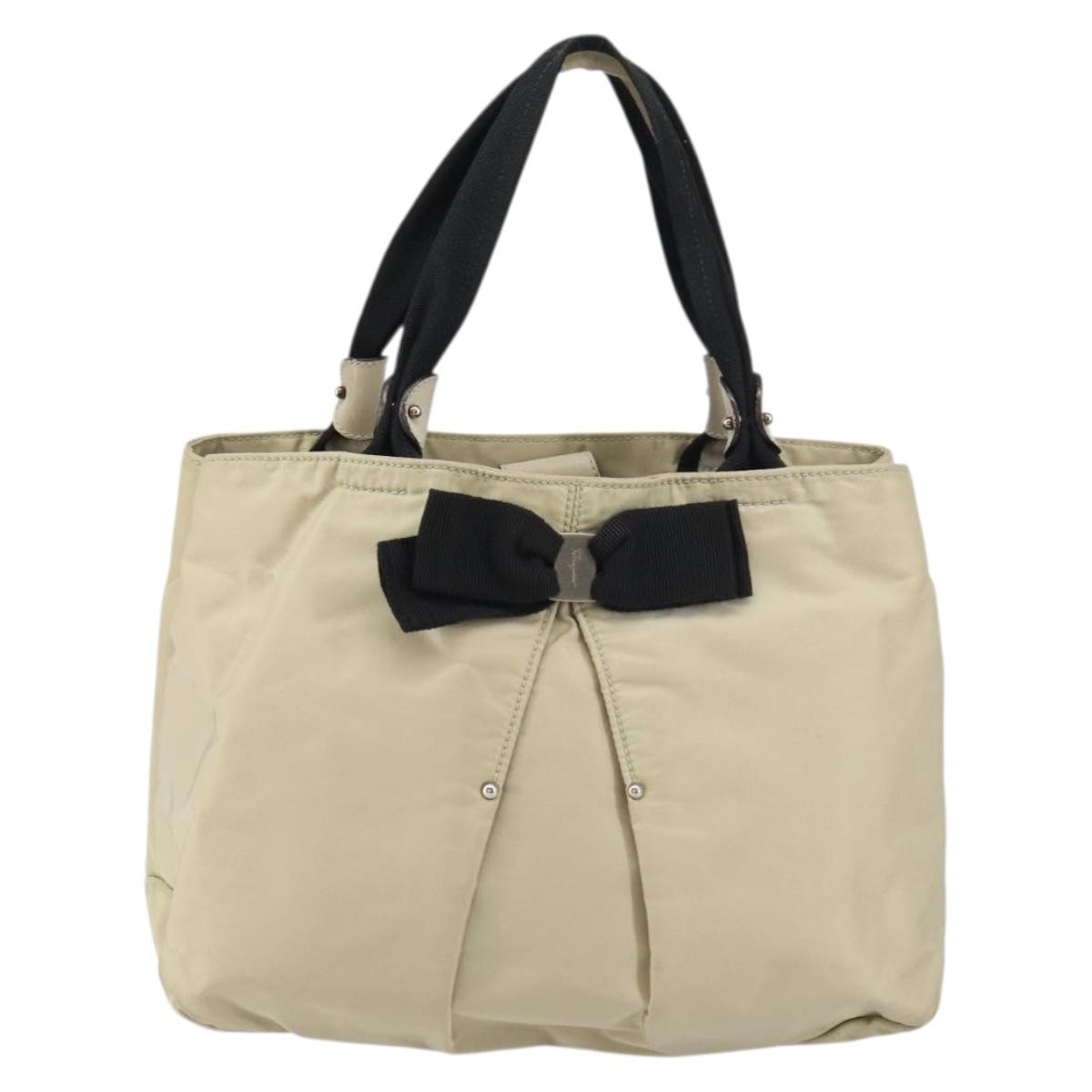 Salvatore Ferragamo Vala Handbag Nylon, BEIGE, NYLON, Handbag