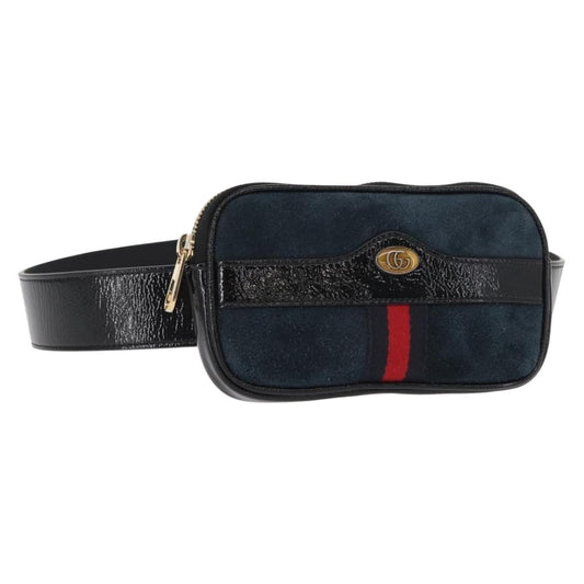 Gucci Ophidia Belt Bag Suede, NAVY, SUEDE, Shoulder bag