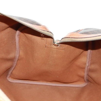 Celine Vintage Macadam Boston bag Canvas and Leather, BROWN, CANVAS, Travel bag