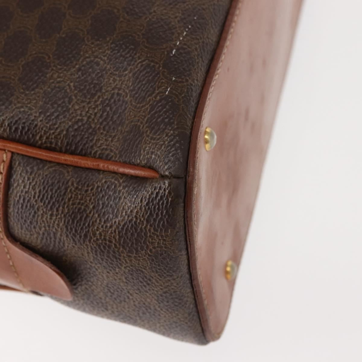 Celine Vintage Macadam Handbag Canvas and Leather, BROWN, CANVAS, Handbag