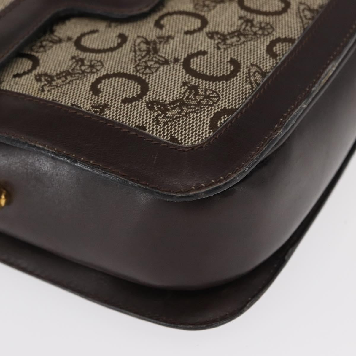 Celine Vintage C Sulky Horsebit Shoulder bag Canvas and Leather, BROWN, CANVAS, Shoulder bag
