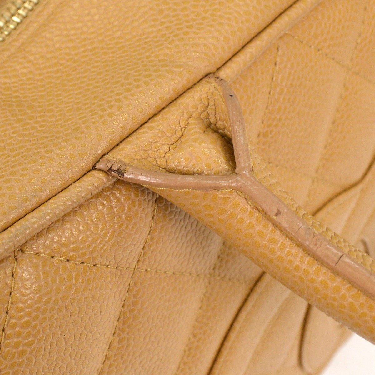 Chanel Timeless CC Bowler Bag Quilted Caviar, BEIGE, LEATHER, Travel bag