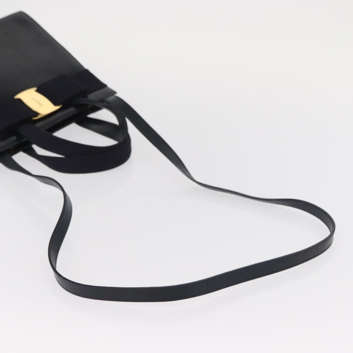 Salvatore Ferragamo Convertible Vara Bow Tote Leather, NAVY, LEATHER, Handbag