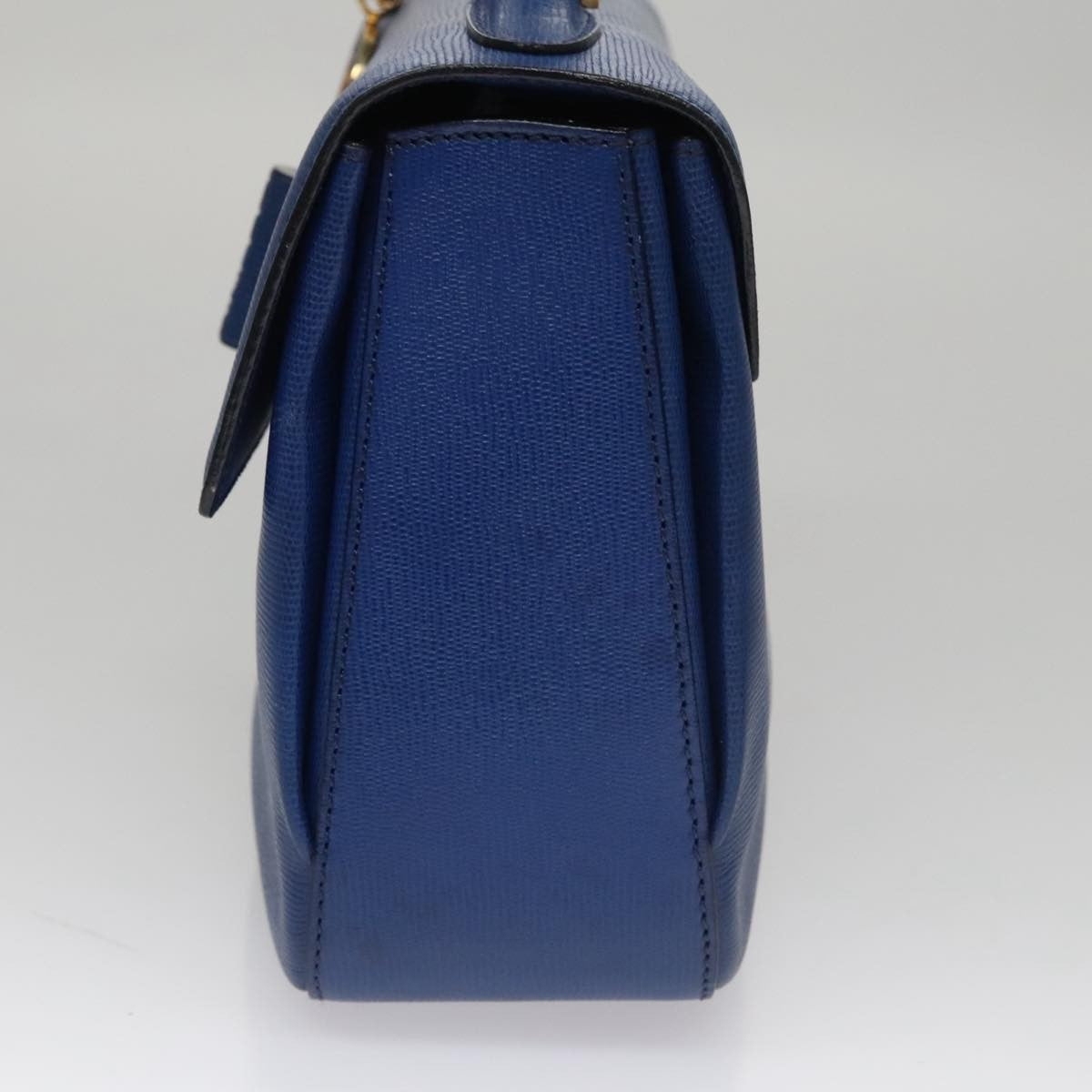 Celine Vintage turn lock shoulder bag Leather, BLUE, LEATHER, Handbag