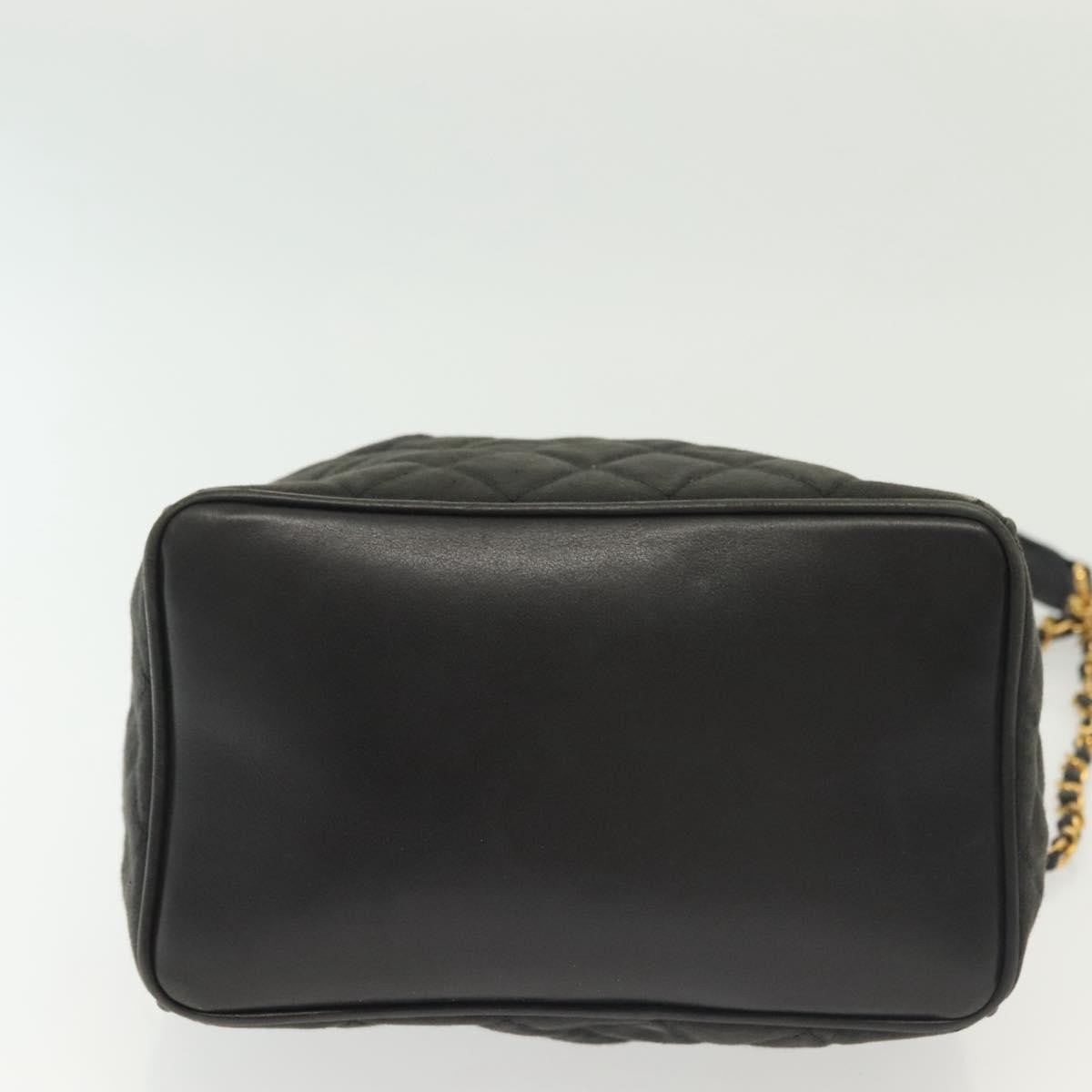 Chanel Vintage Drawstring Chain Bucket Bag Quilted Canvas, BLACK, CANVAS, Shoulder bag