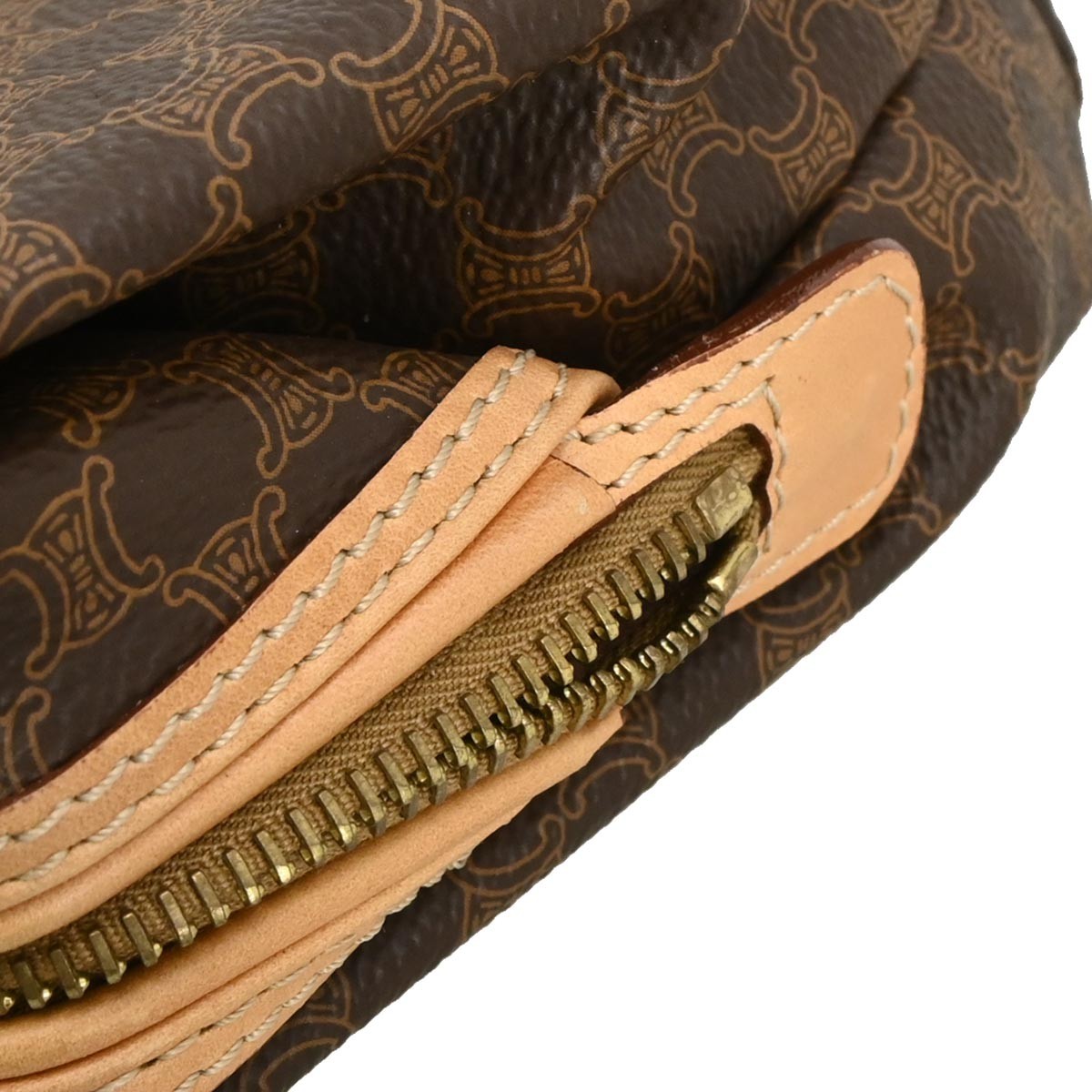 Celine Macadam Pochette Canvas and Leather, BROWN, CANVAS, Clutche & pouche