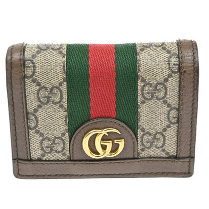 Gucci Ophidia Flap Card Case GG Coated Canvas, BROWN, CANVAS, Wallets