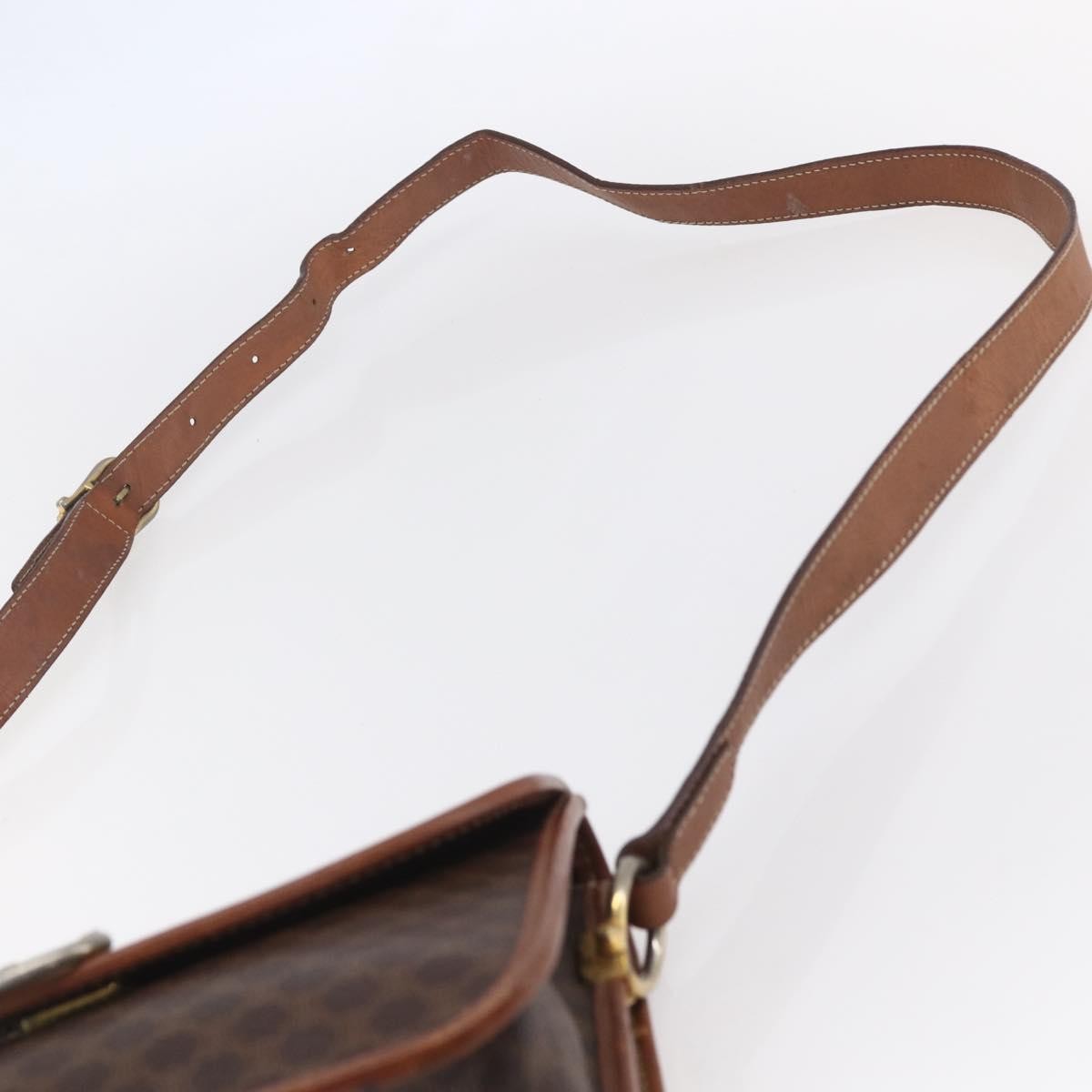 Celine Flap Shoulder Bag Canvas, BROWN, CANVAS, Shoulder bag