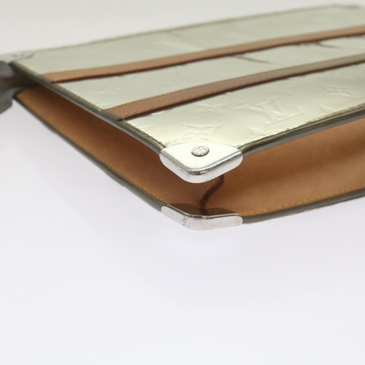 Louis Vuitton Trunk Pouch Monogram Mirror Coated Canvas, SILVER, CANVAS, Clutche & pouche