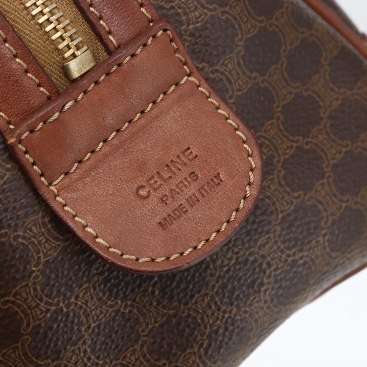 Celine Vintage Macadam Handbag Canvas and Leather, BROWN, CANVAS, Shoulder bag