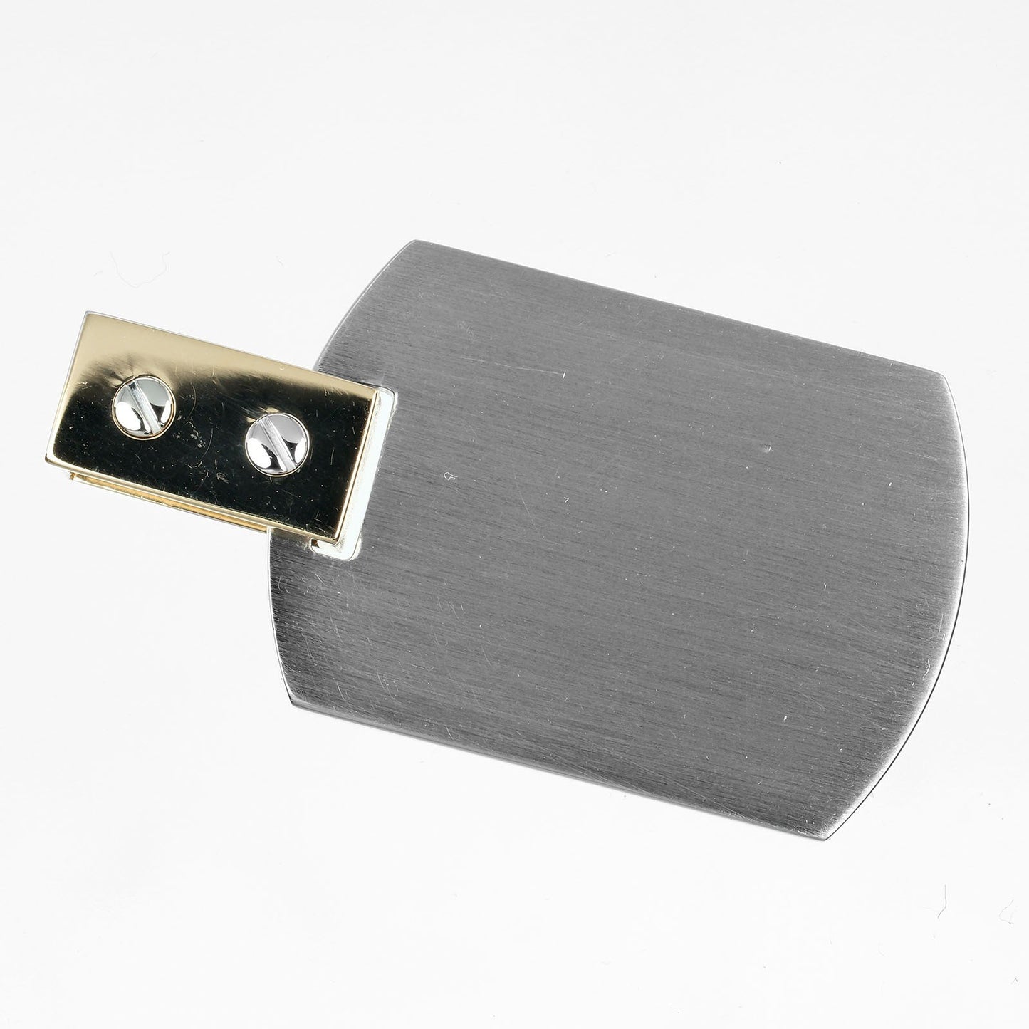 Cartier Santos Dog Tag Pendant Stainless Steel with 18K Yellow Gold, SILVER, YELLOW_GOLD, Pendant & Charms