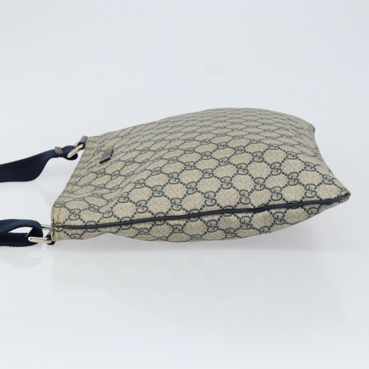 Gucci Zip Top Messenger Bag GG Coated Canvas, NAVY, PVC, Shoulder bag