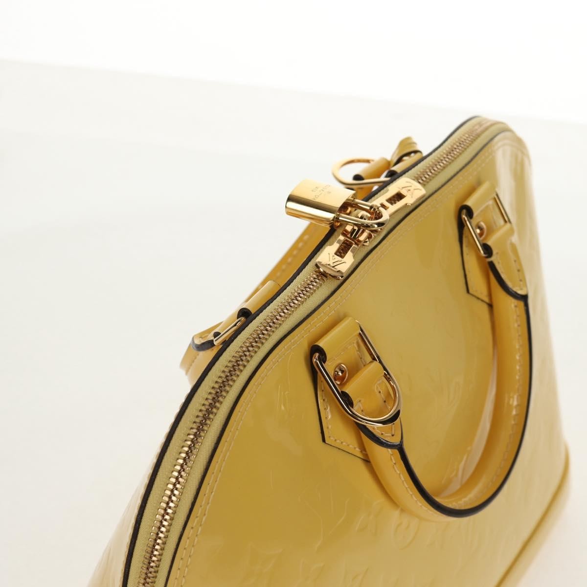 Louis Vuitton Alma Handbag Monogram Vernis, YELLOW, PATENT_LEATHER, Handbag