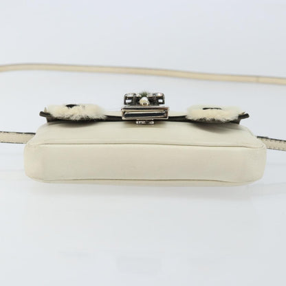 Fendi Monster Baguette Leather, WHITE, LEATHER, Shoulder bag