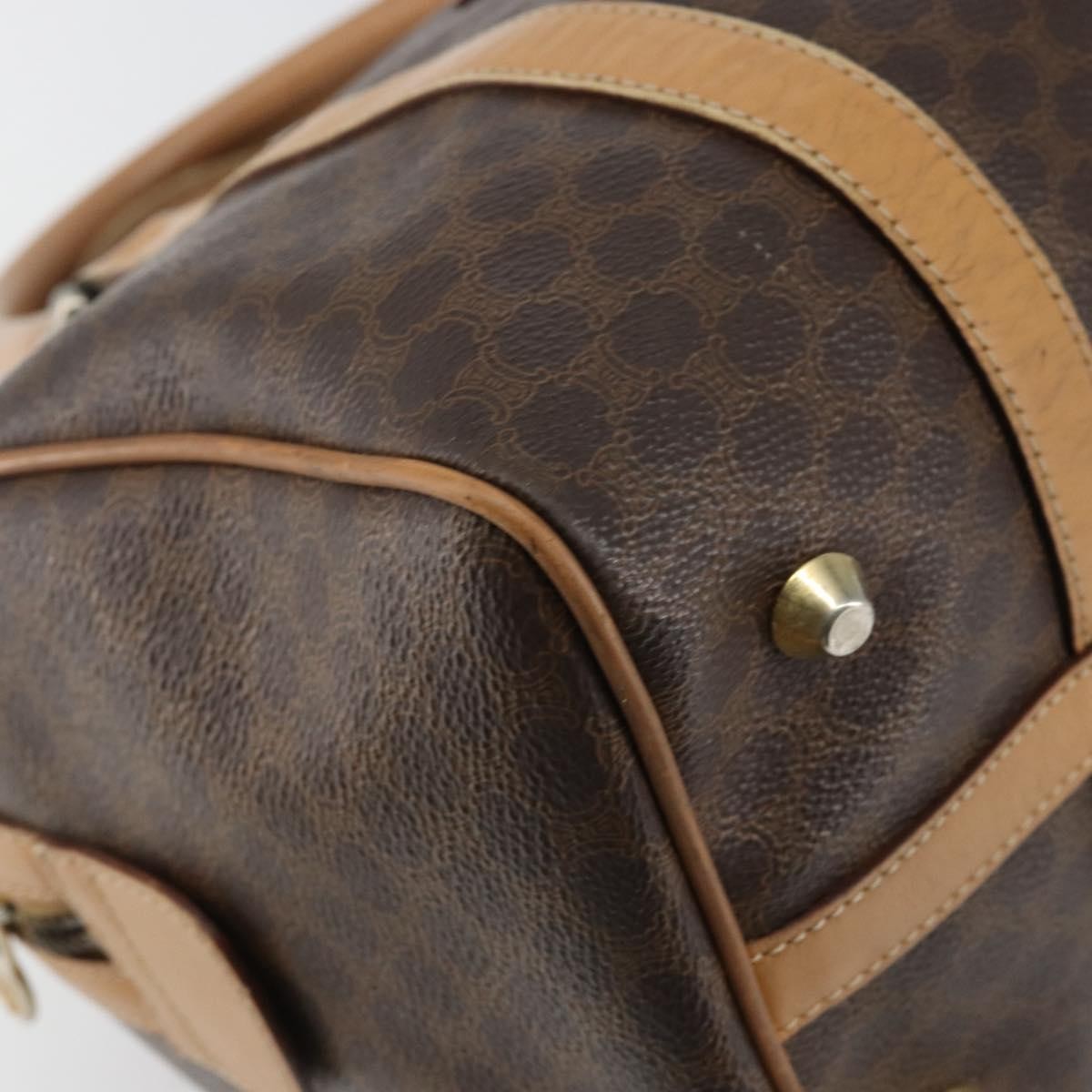 Celine Macadam Handbag Macadam with leather, BROWN, CANVAS, Handbag