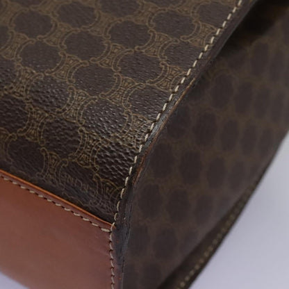 Celine Vintage Macadam Circle Logo Shoulder Bag Canvas and Leather, BROWN, CANVAS, Shoulder bag