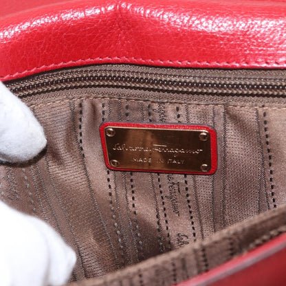 Salvatore Ferragamo Gancini Shoulder Bag Leather, RED, LEATHER, Shoulder bag